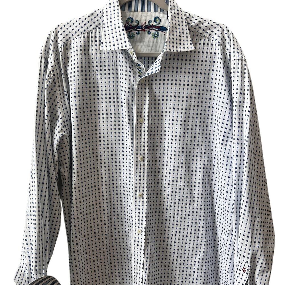 Robert Graham Knowledge Wisdom Truth Mens XL White Geometric Button Down‎ Shirt